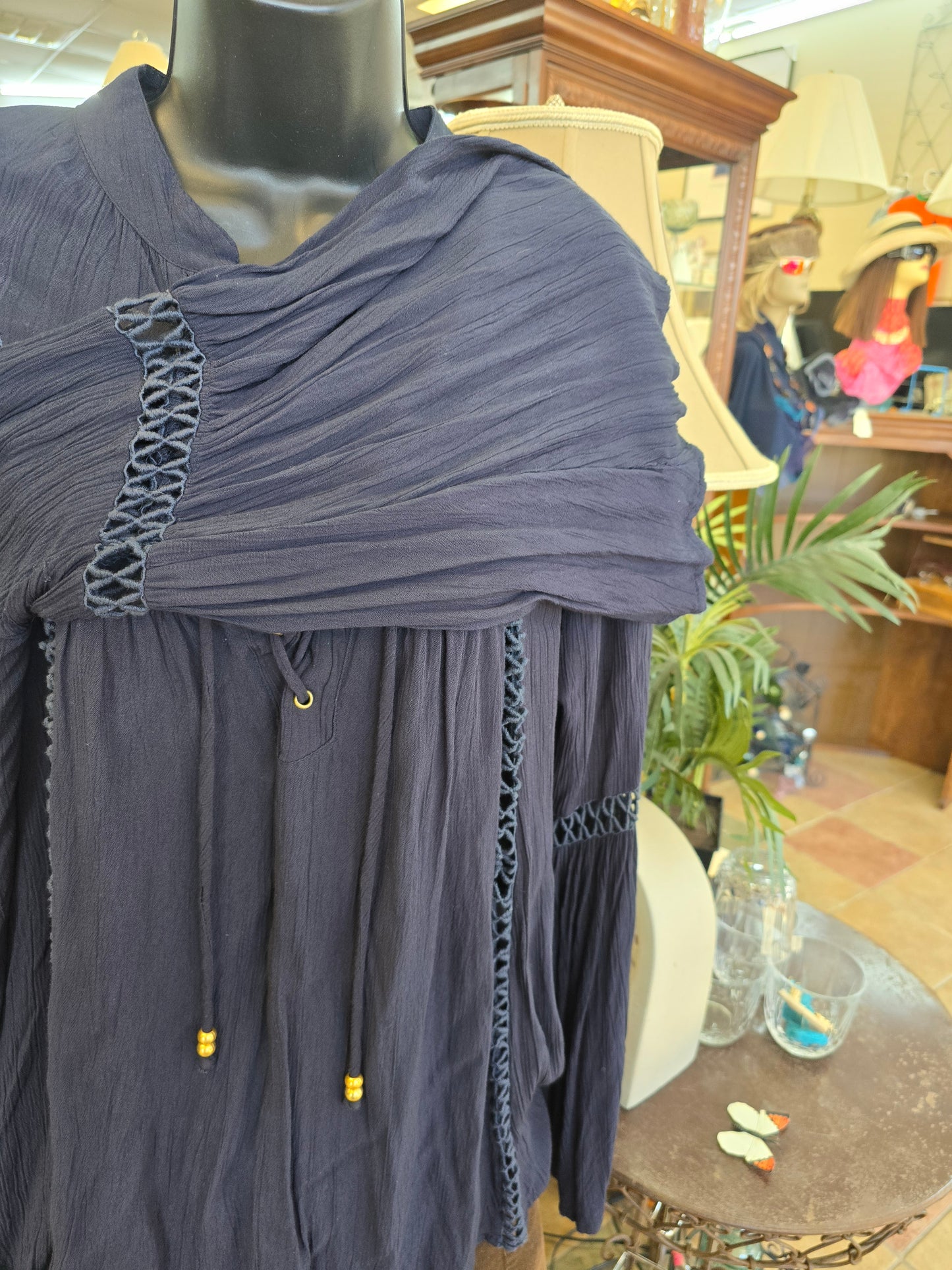Blue long sleeve blouse size L image 7