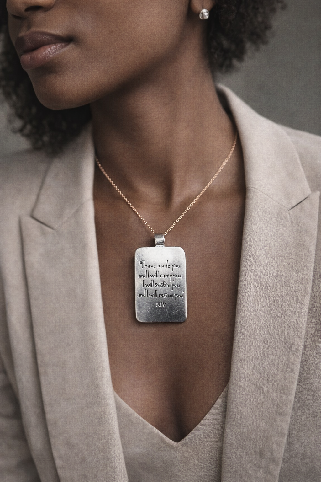 Inspirational Scripture Pendant – Isaiah 46:4 (Pendant Only) image 1