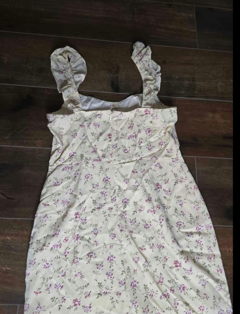 Girls White floral dress L image 6