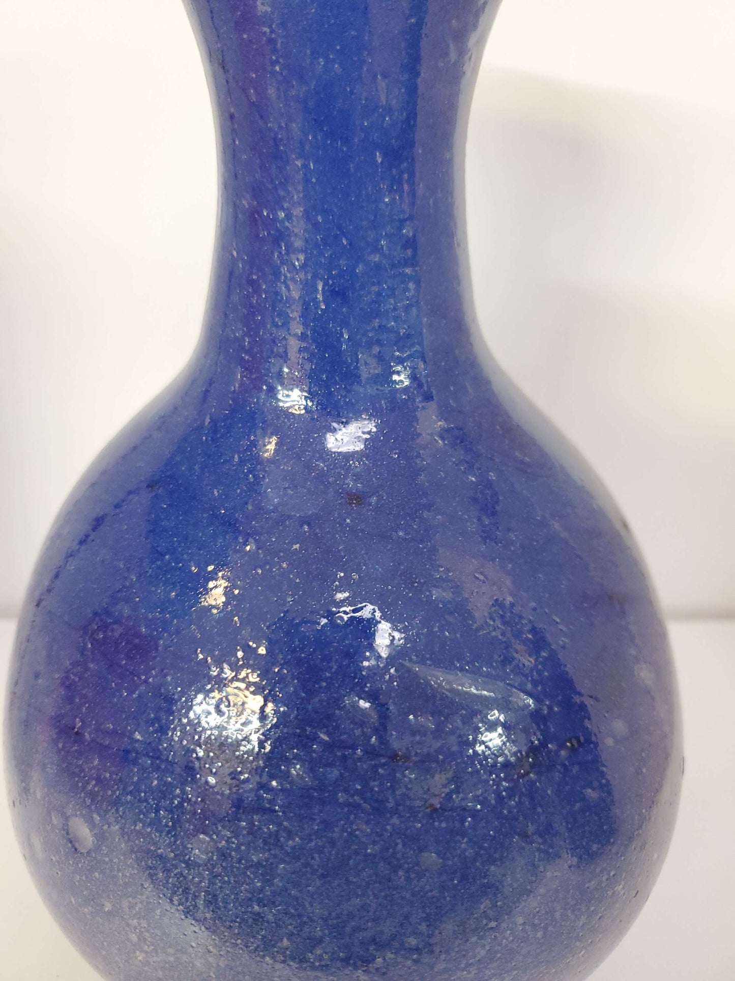 hand spun blue glass vase 9in image 1