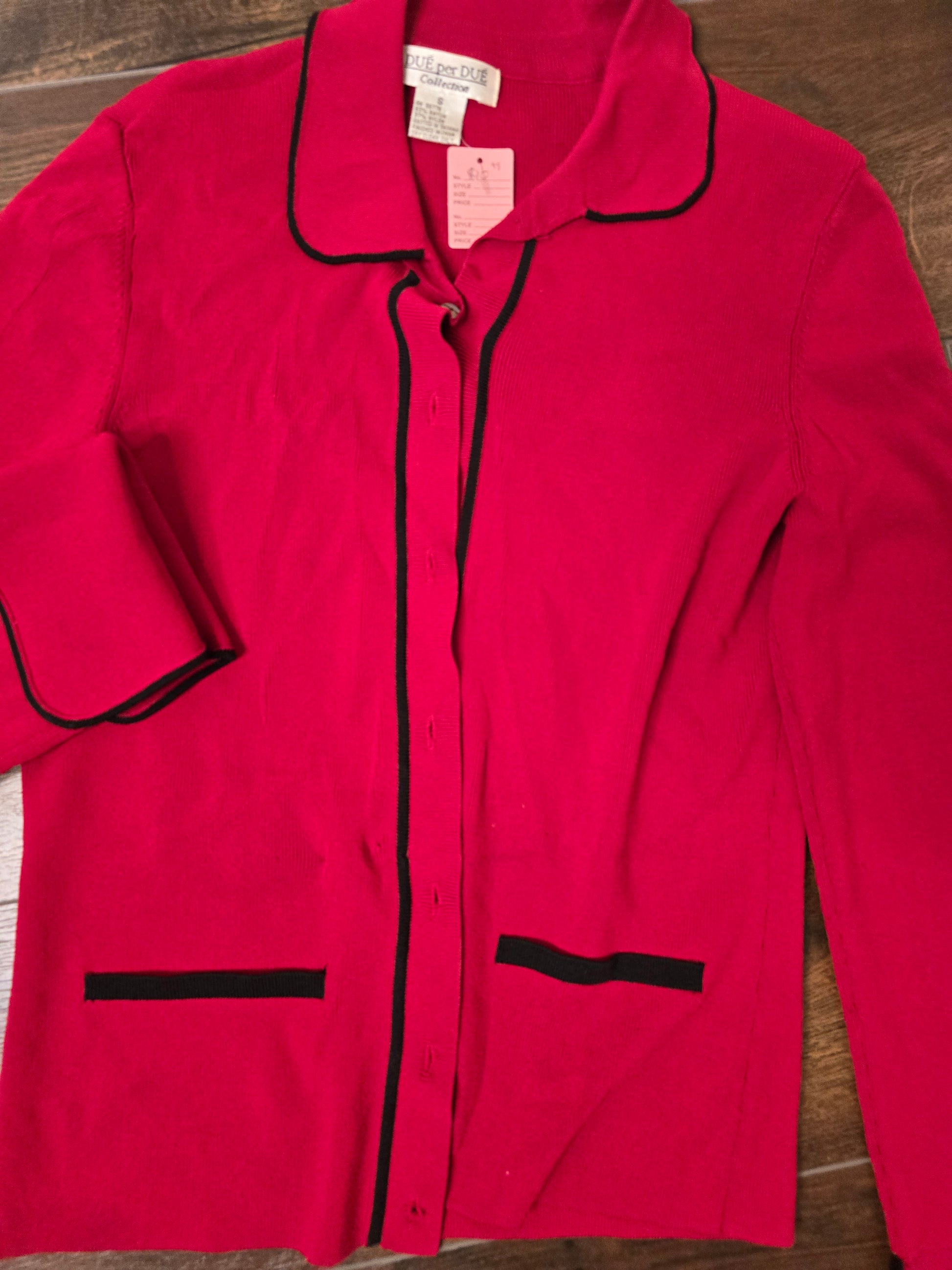 Red sweater blouse size S image 5