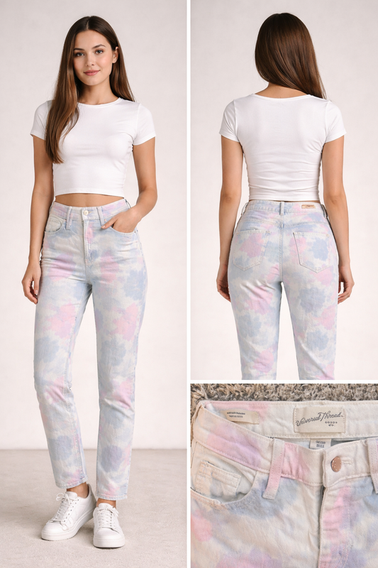 Universal Thread Pastel Tie-Dye Vintage Straight Jeans – Size 0/25R image 0