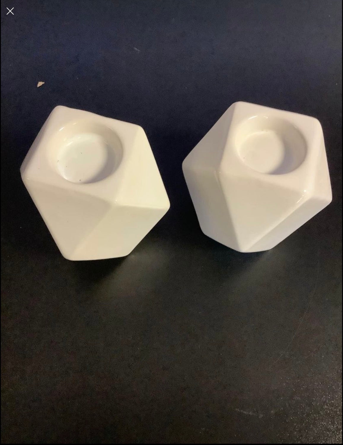 2 Geometric white tea light candle holders image 0