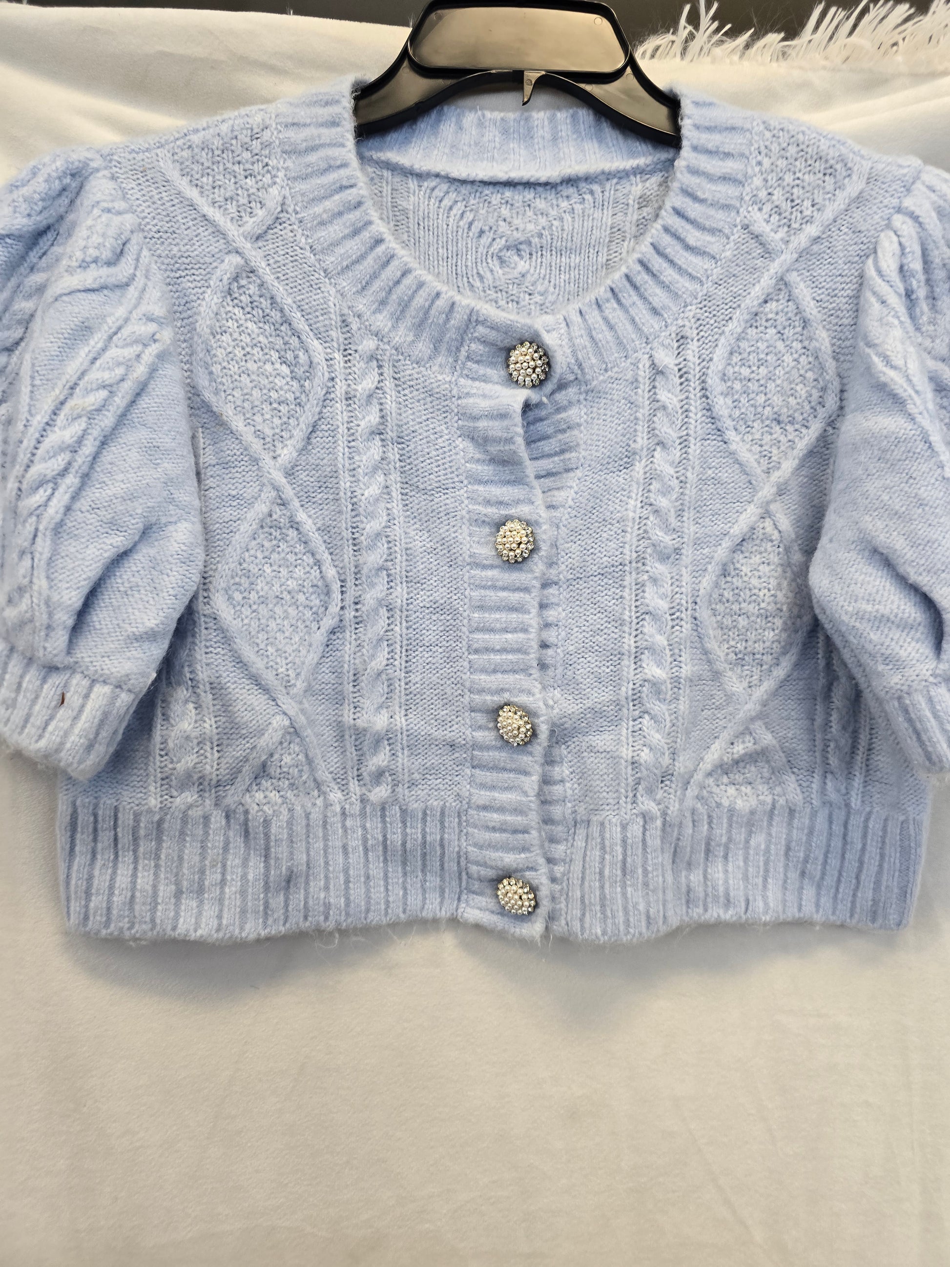 Crop top knitted blue sweater  image 1