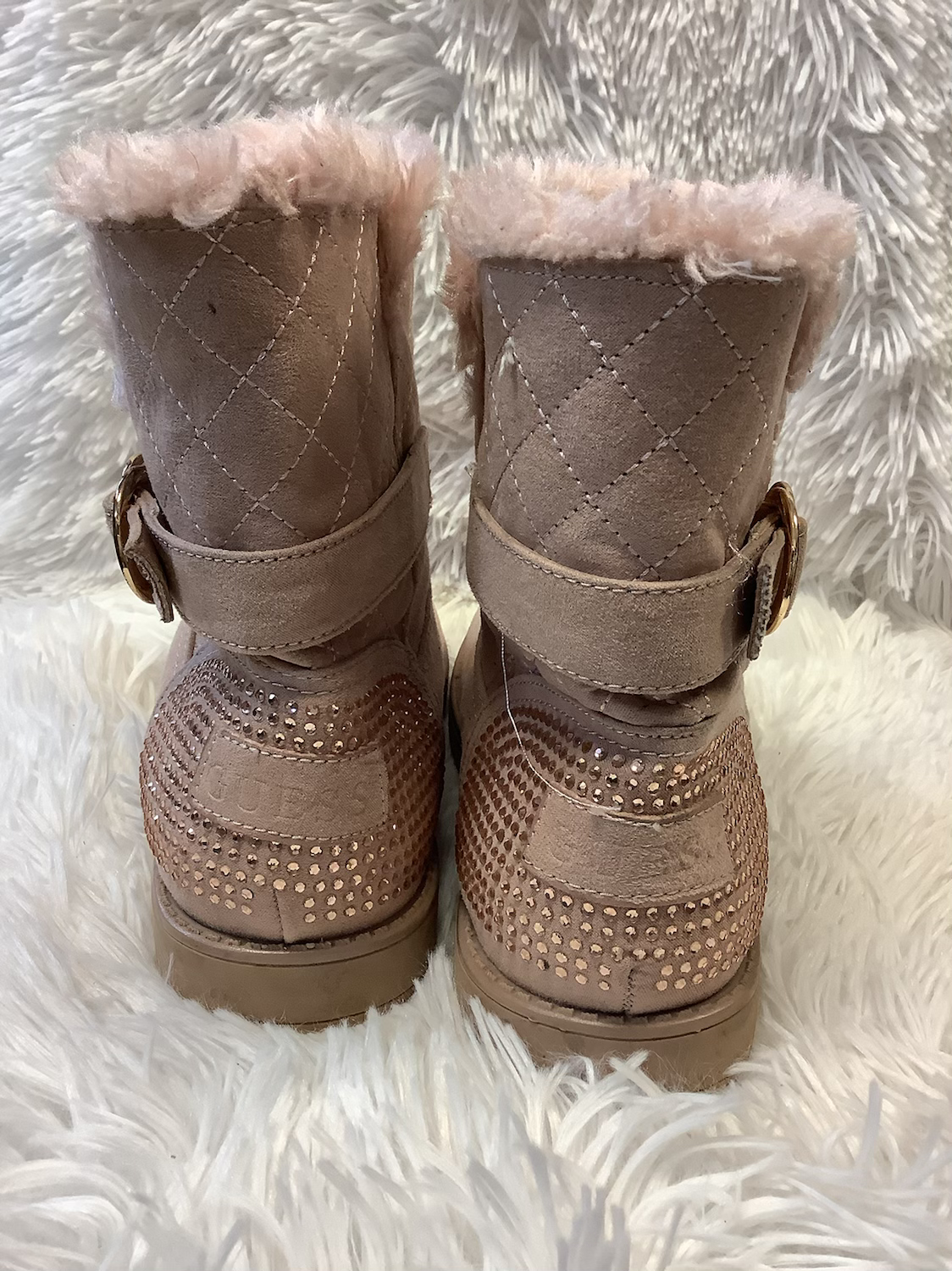 Pink fluffy guess boots size 7 image 1