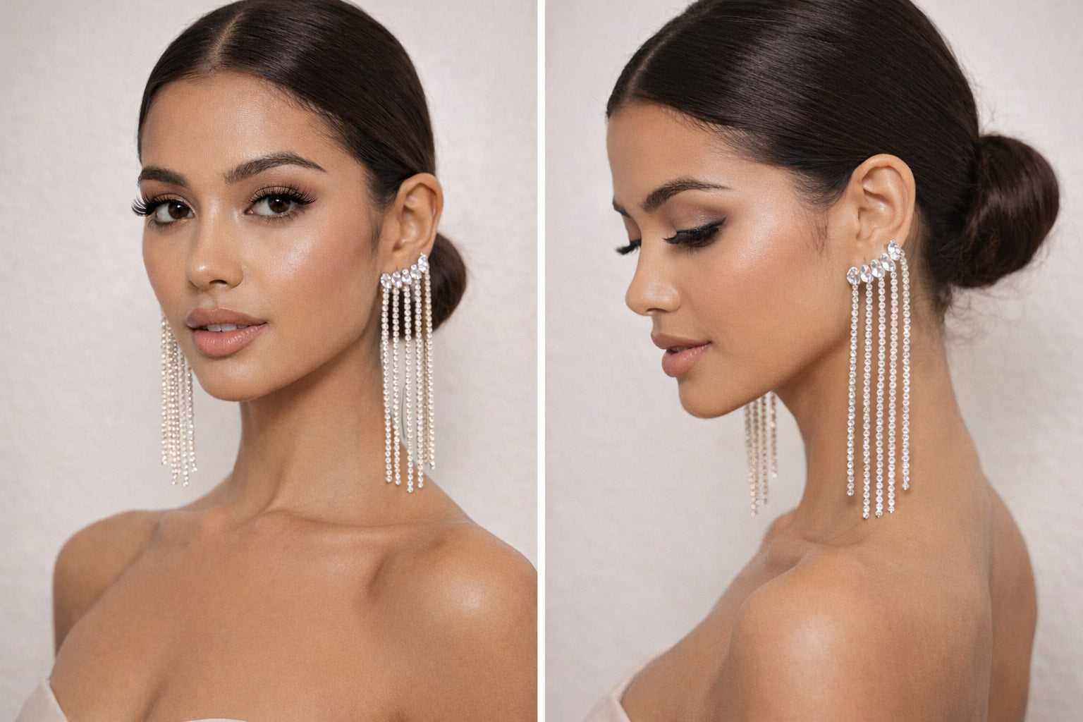 Crystal Fringe Drop Statement Earrings image 1