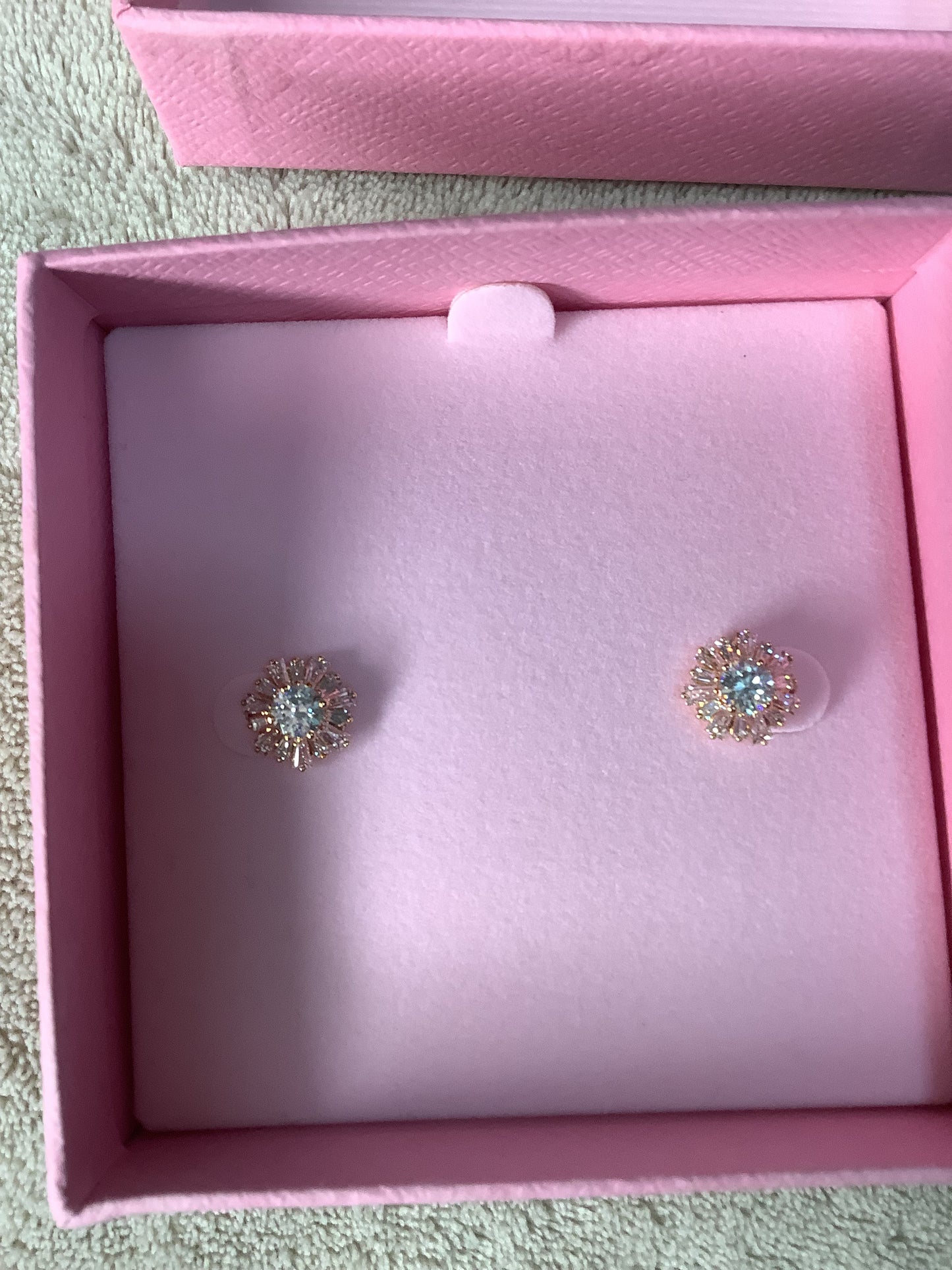 Rose Gold Crystal Floral Stud Earrings image 3