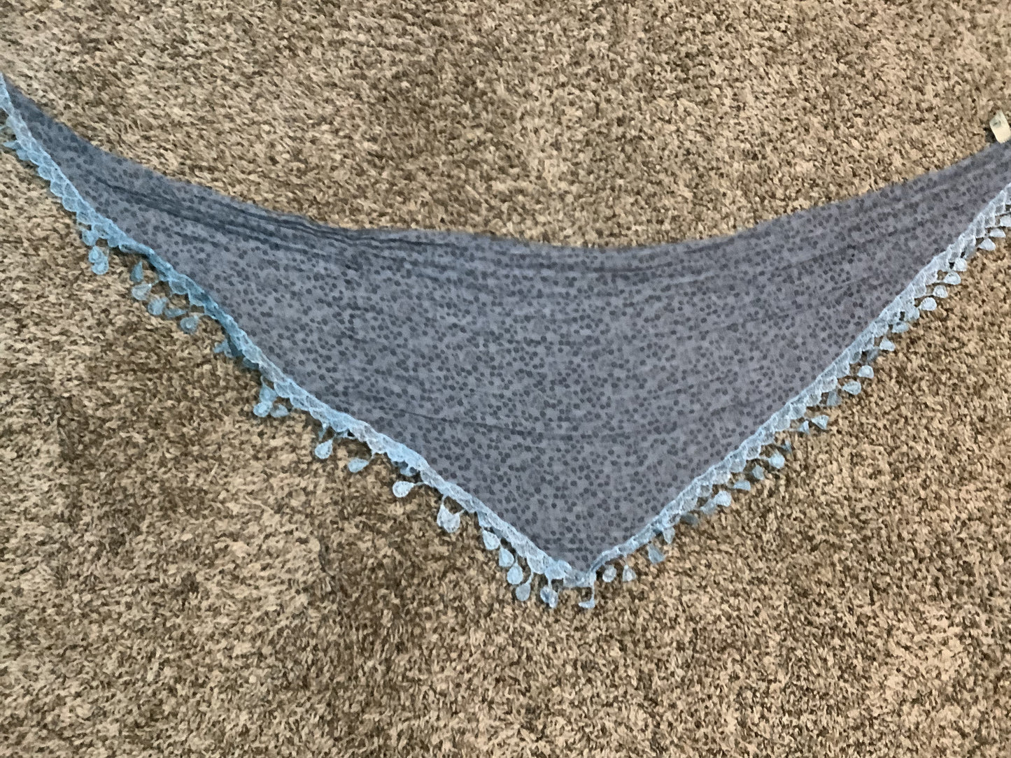Light Blue Sheer Floral Triangle Scarf with Lace Trim – Boho Chic Style image 2