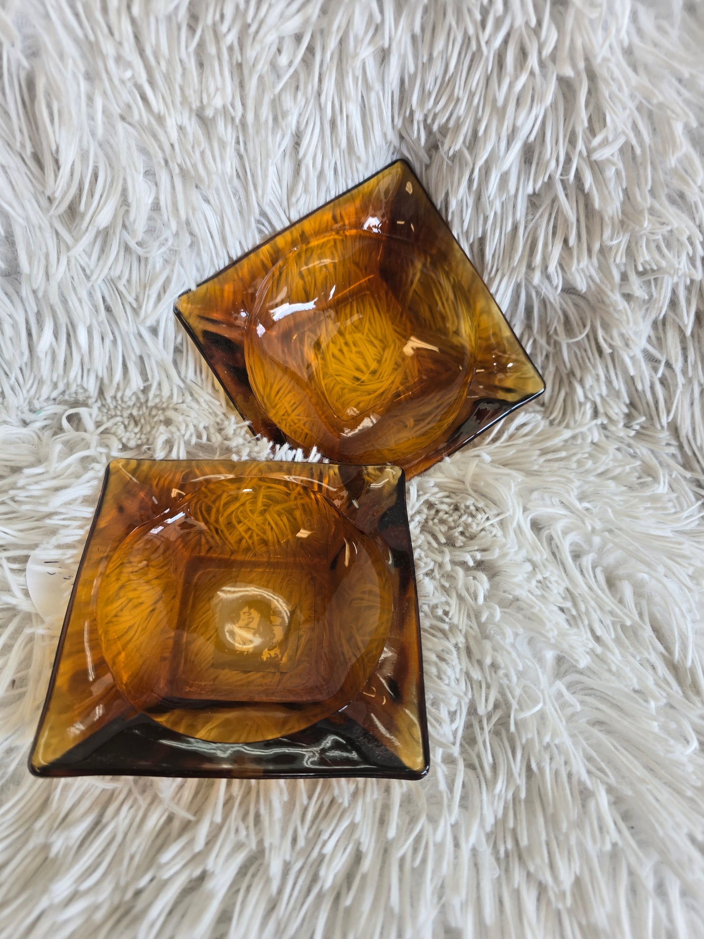Vintage amber glass ash tray image 0