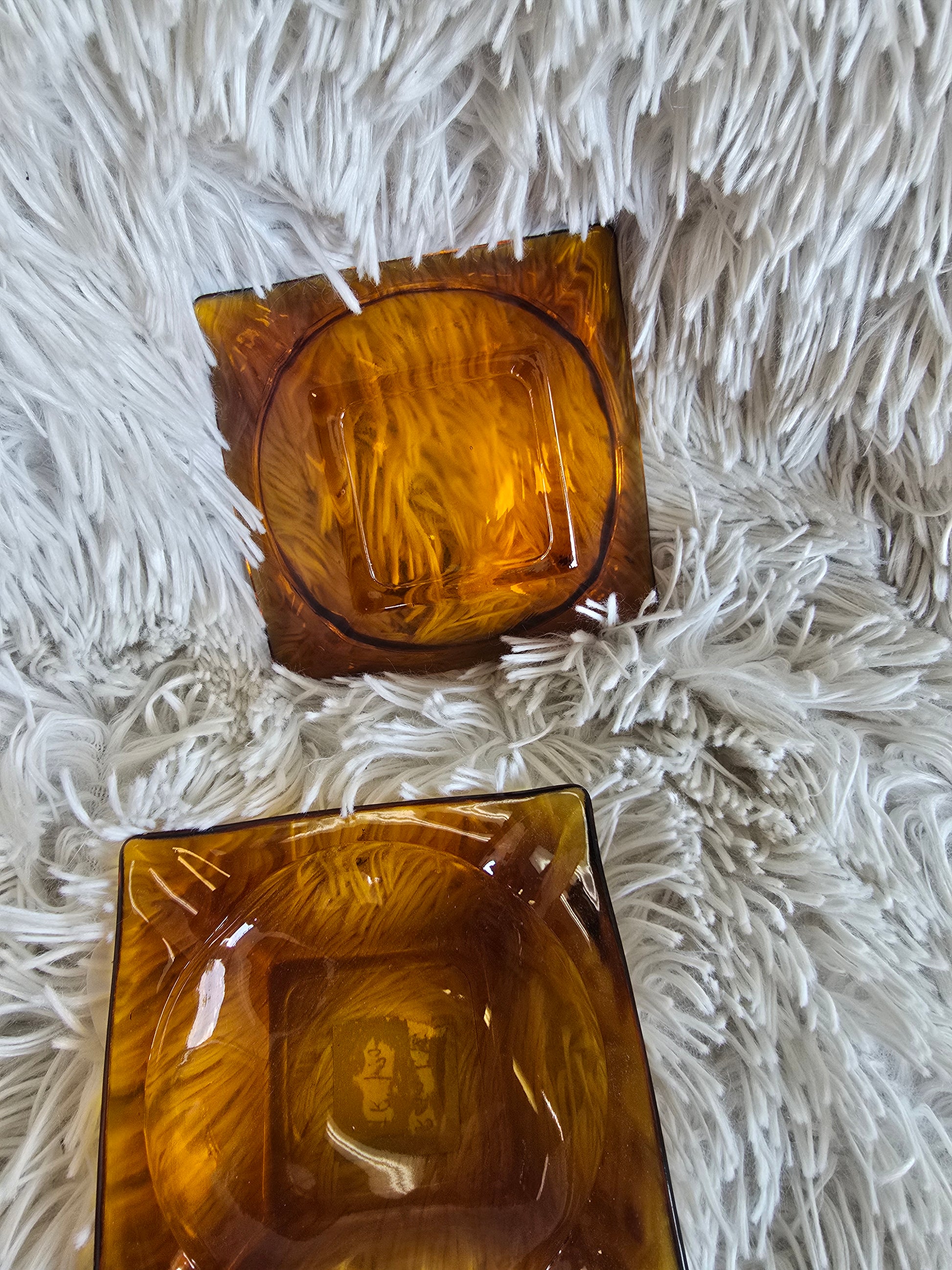 Vintage amber glass ash tray image 5