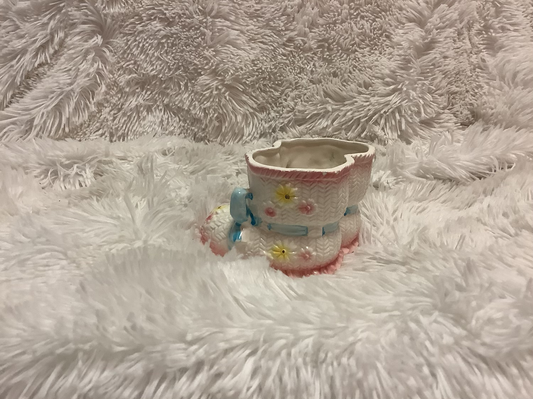 Vintage Ceramic Baby Boots Planter image 1