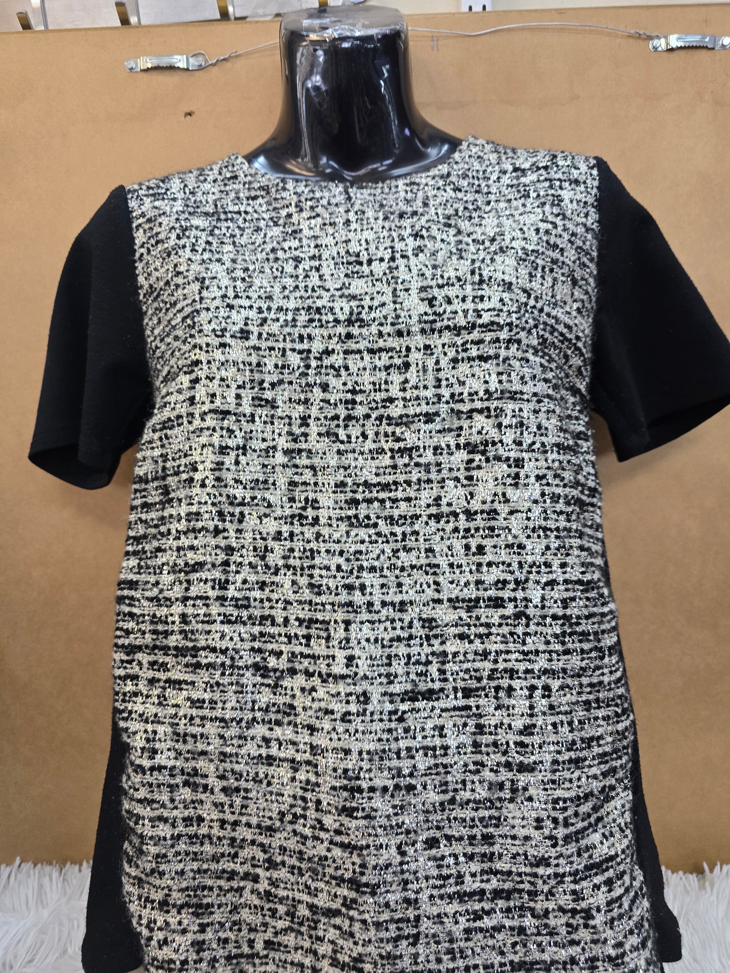 Petticoat Alley Women Top Extra Small Black Acrylic Blend Short Sleeve Shirt image 1