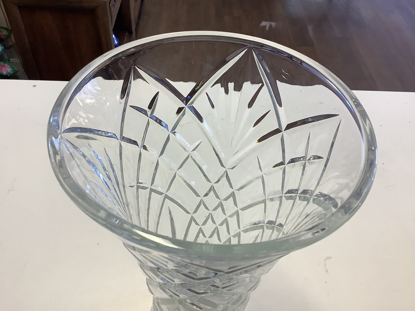 Crystal large vase 11.5 inch tall image 2