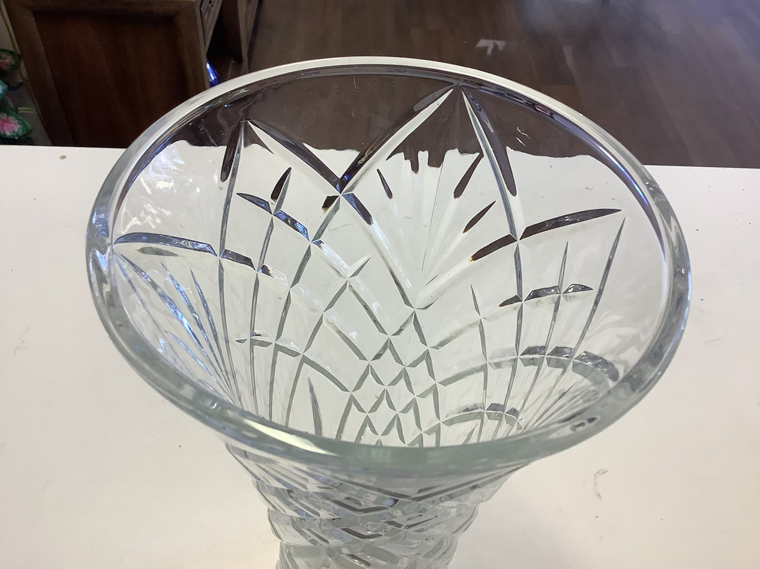Crystal large vase 11.5 inch tall image 2
