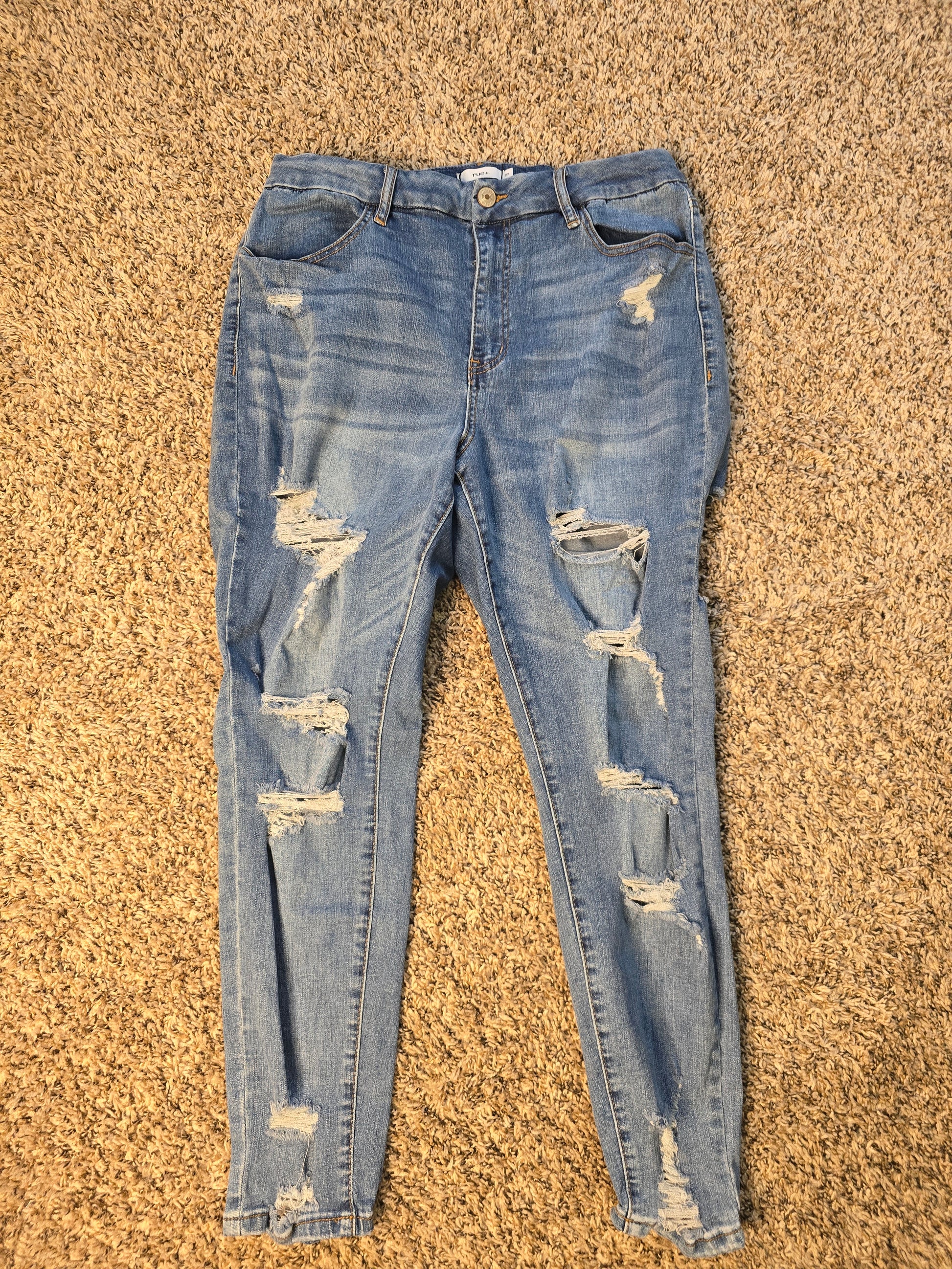 Rue+ Size 18 Distressed Skinny Jeans Women Light Wash Ripped Stretch Denim Plus  image 1