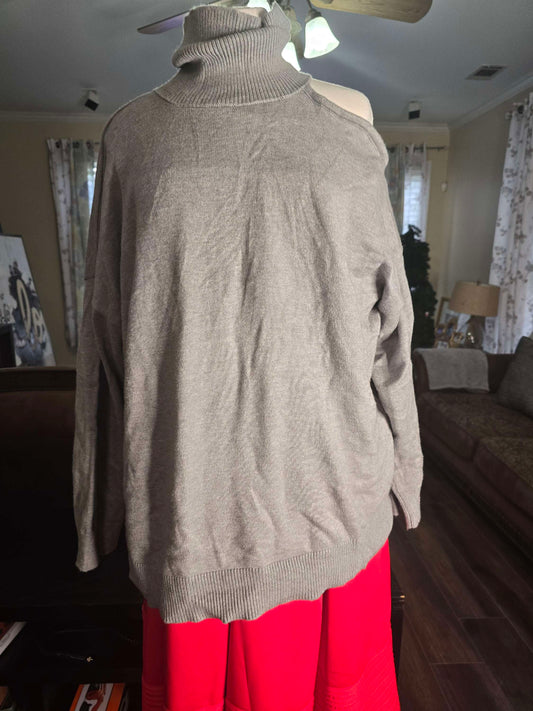 Turtle neck off shoulder gray sweater 22/24 image 0