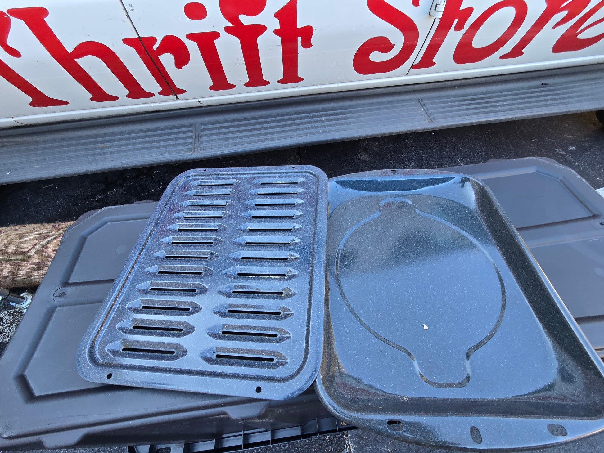 BROILER PAN Large Enamel Porcelain Broil Rack Ovenware image 2
