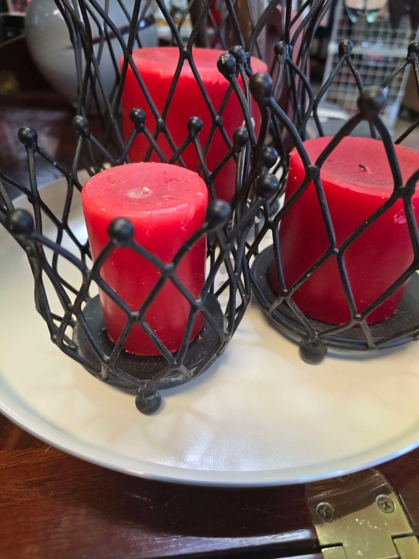 3 piece metal black candle holder image 2