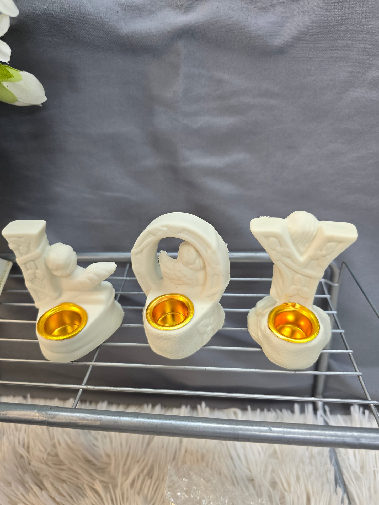 Vintage Porcelain joy candle holders image 2