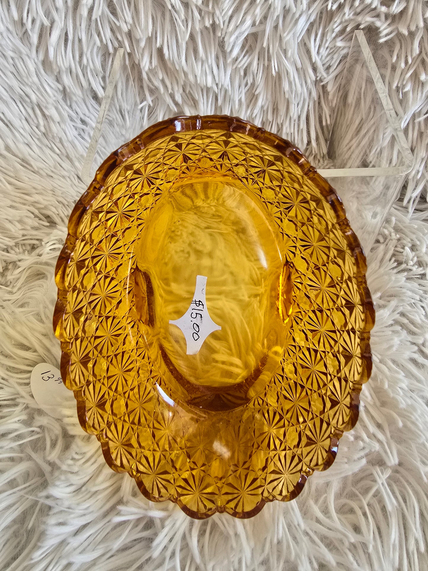 Vintage LG Wright amber glass dish image 3