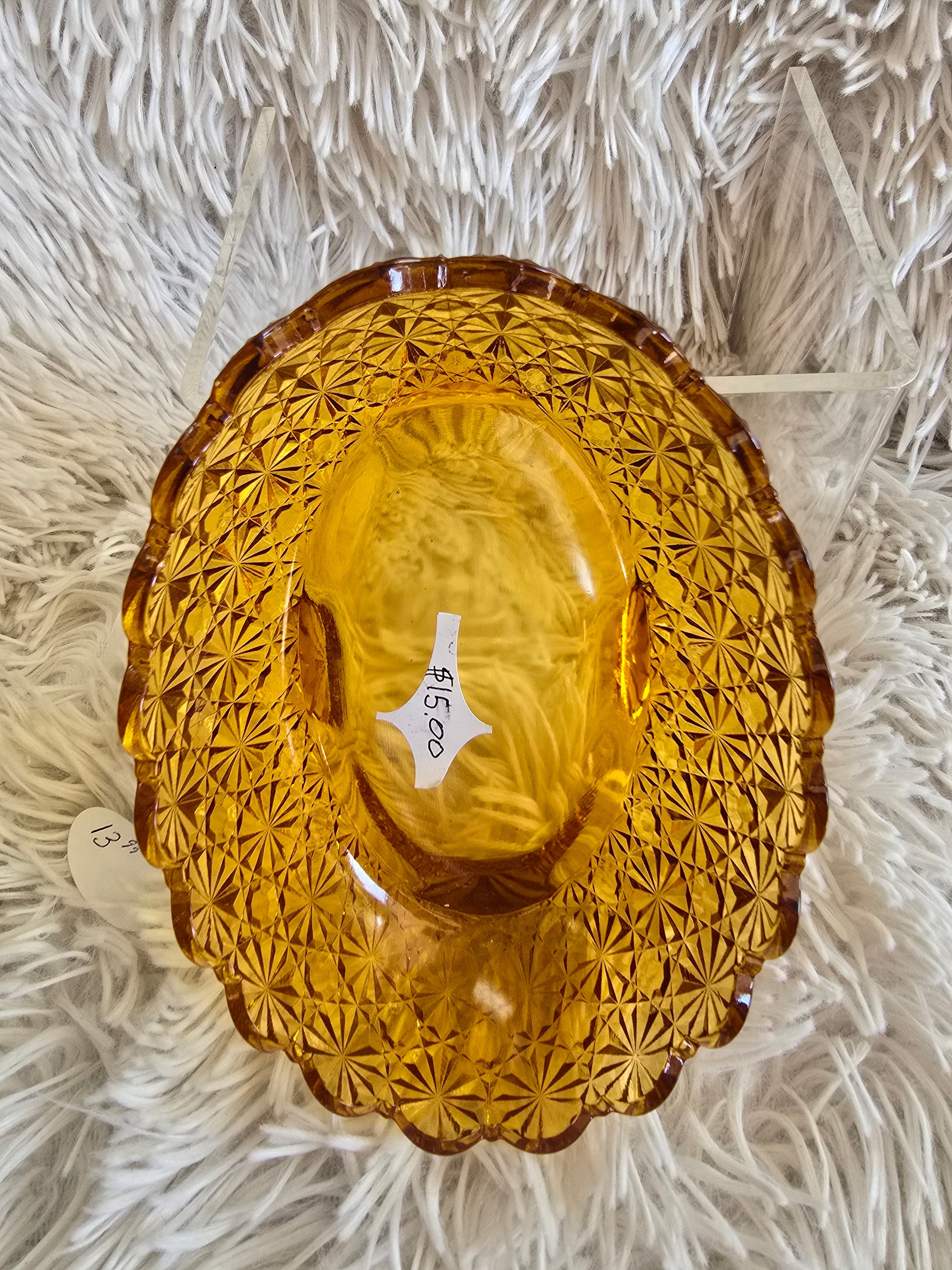 Vintage LG Wright amber glass dish image 3