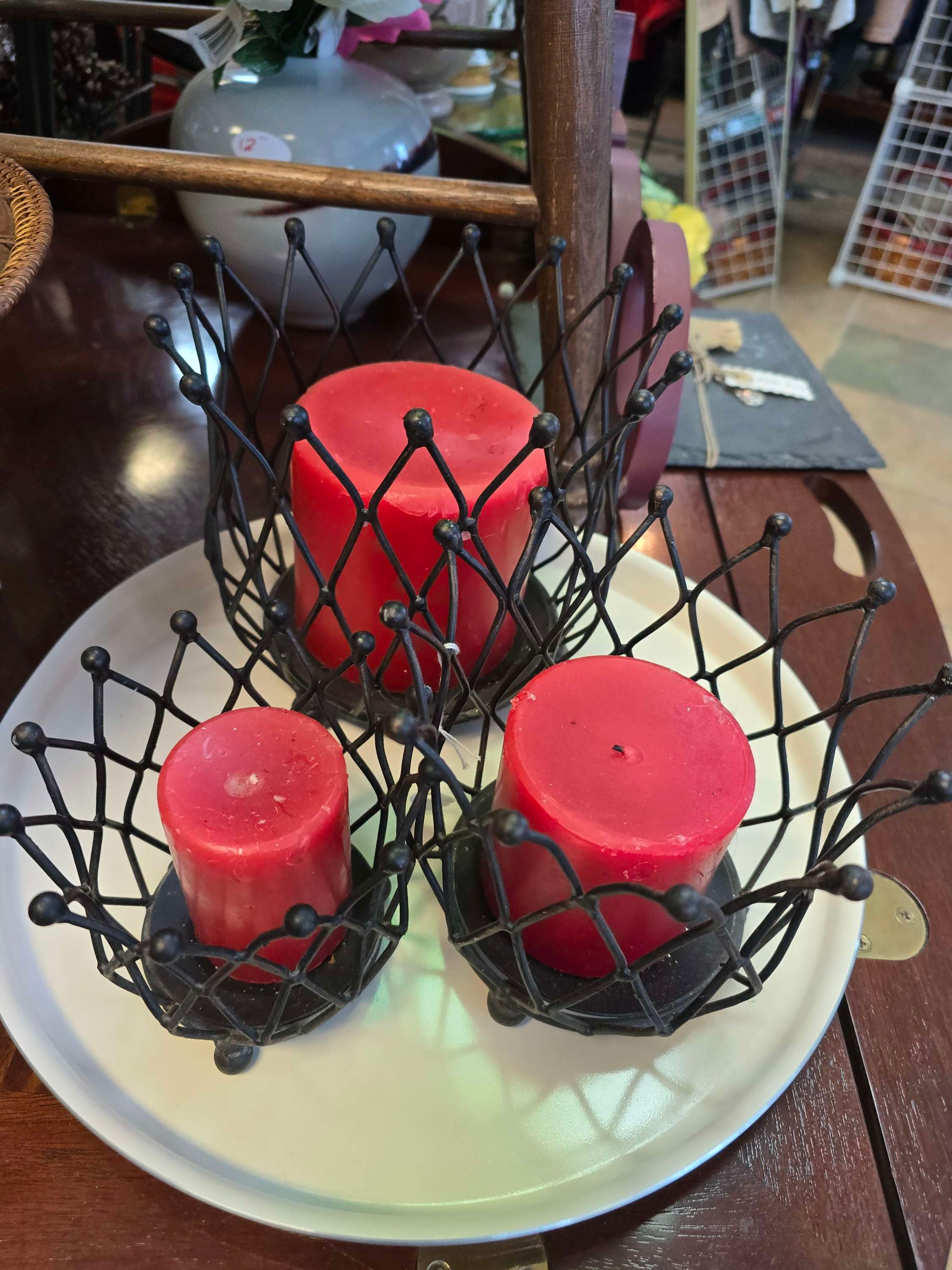 3 piece metal black candle holder image 3