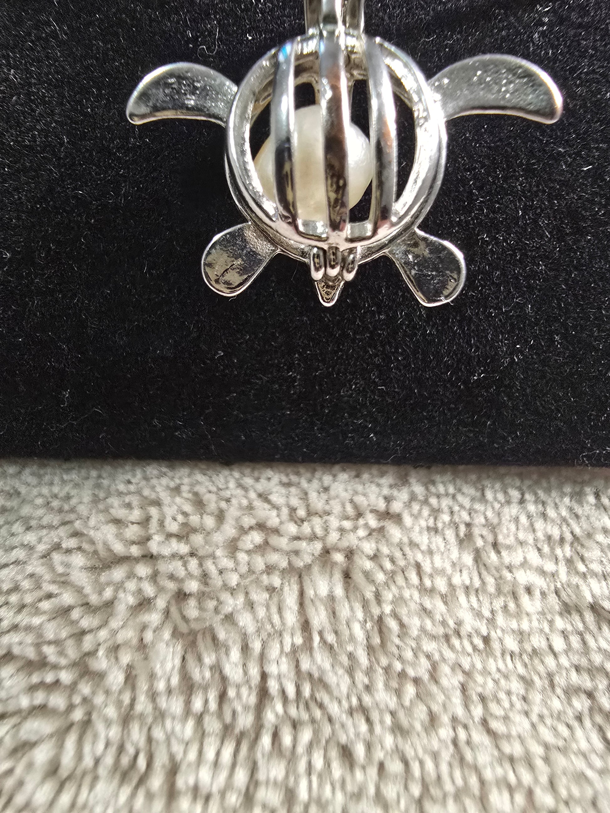 Silver color Sea Turtle Pearl Pendant Necklace image 1