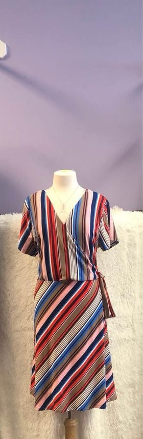 multi colored striped dress image 1