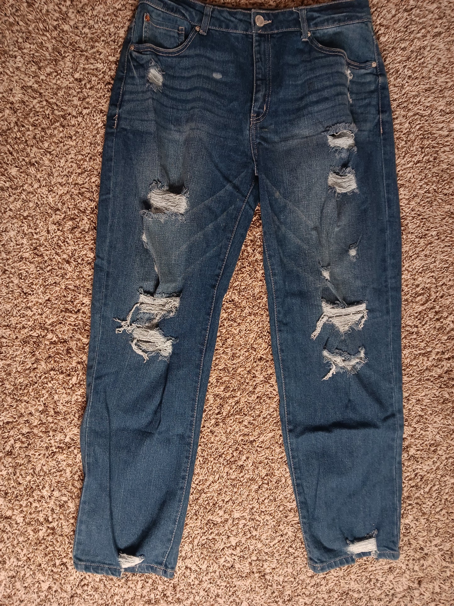 Women's Distressed Skinny Jeans – Medium Wash Denim image 0