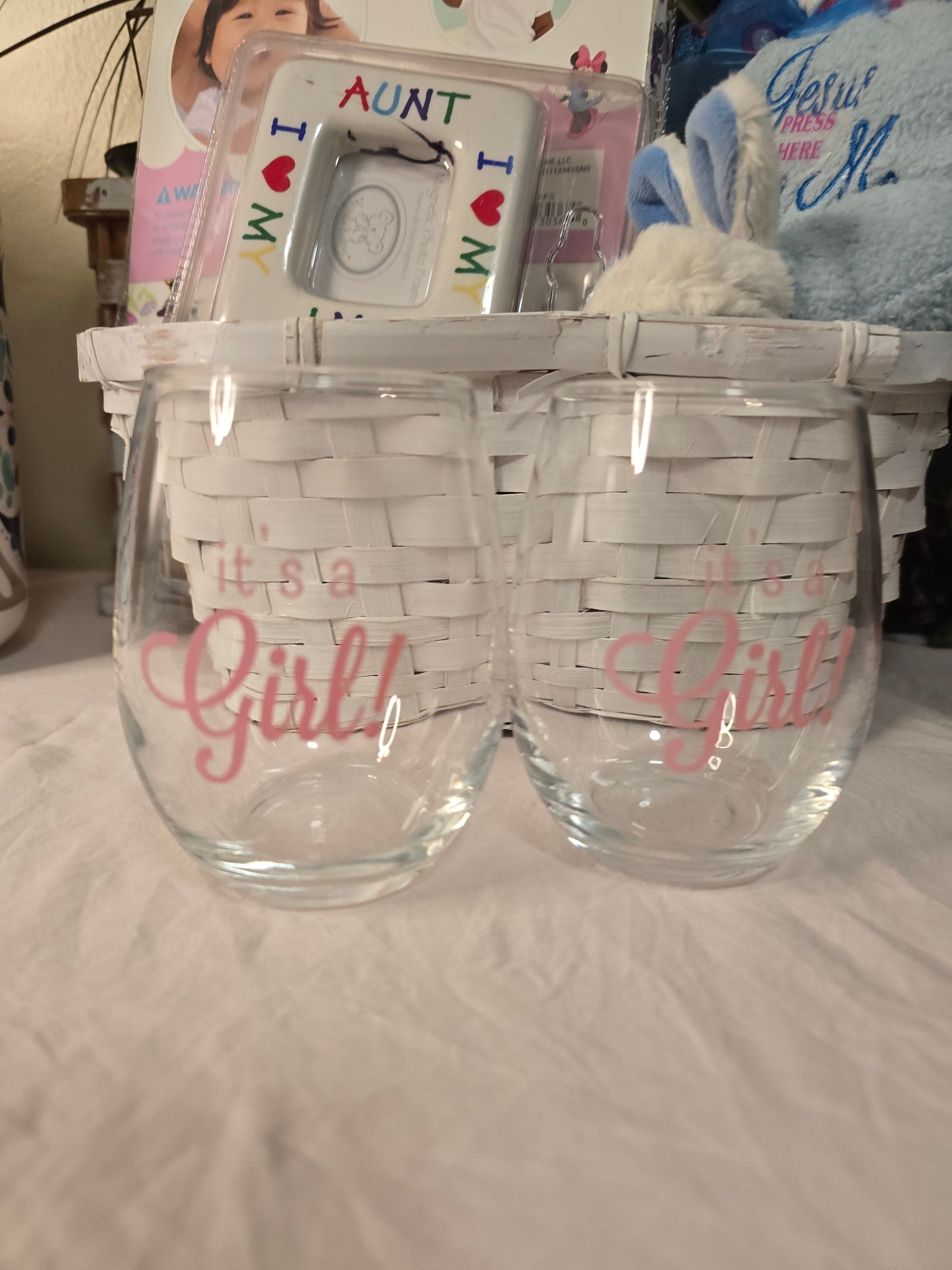 Custom baby reveal glass ITS A GIRL image 1