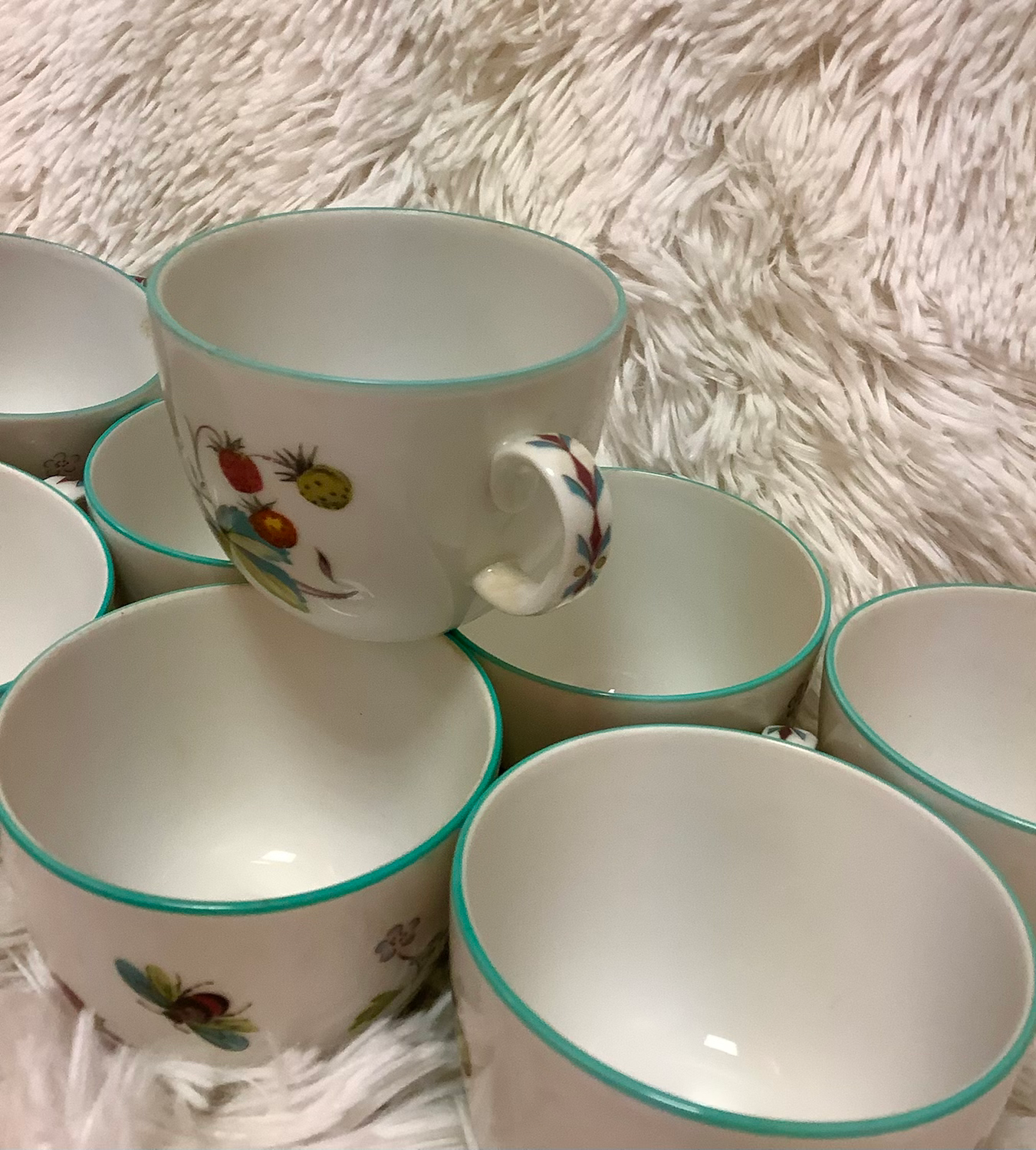 royal worcester flameproof porcelain strawberry fair cups set of 8 image 3