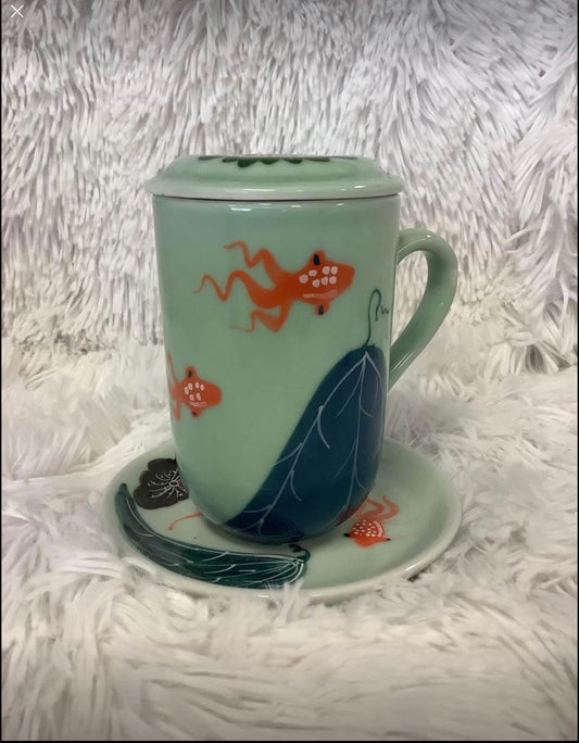 Oriental mug with fish design image 0