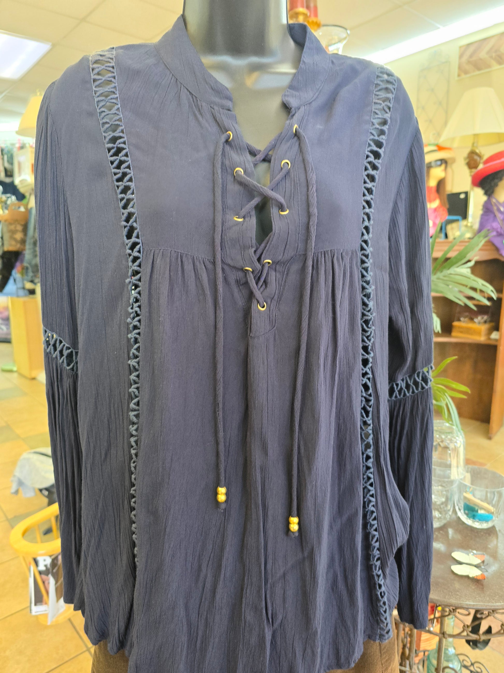 Blue long sleeve blouse size L image 0