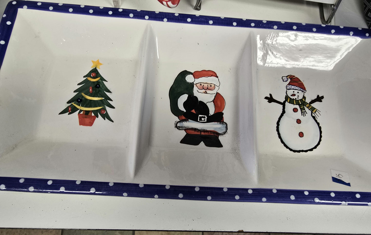 3 compartment Christmas decorative serving platter image 0