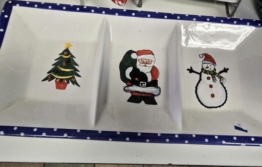 3 compartment Christmas decorative serving platter image 0