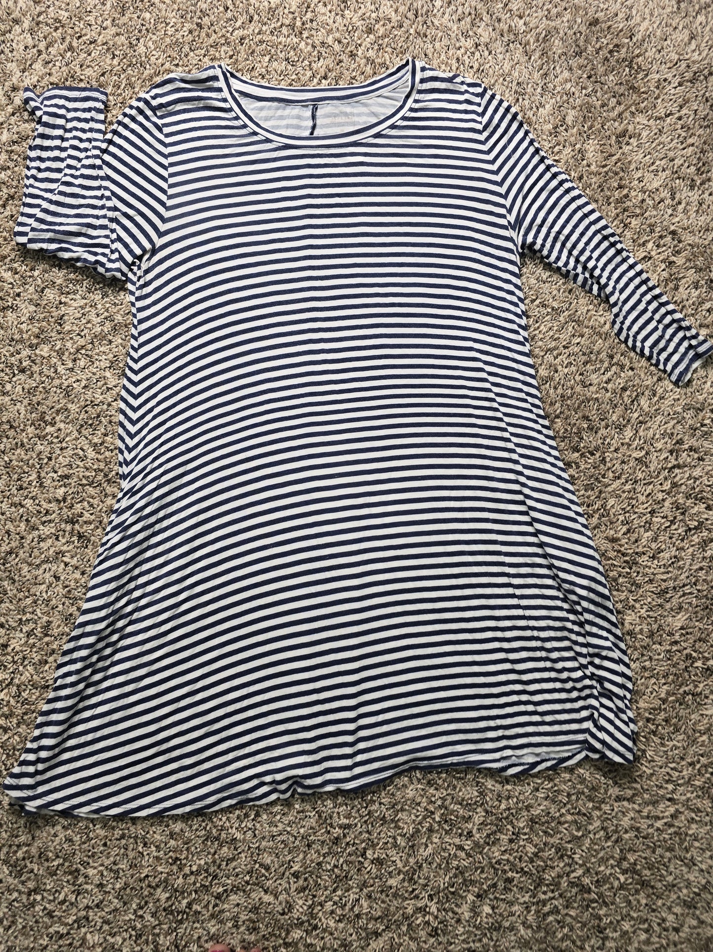 Women's Navy & White Striped Pocket Dress image 2