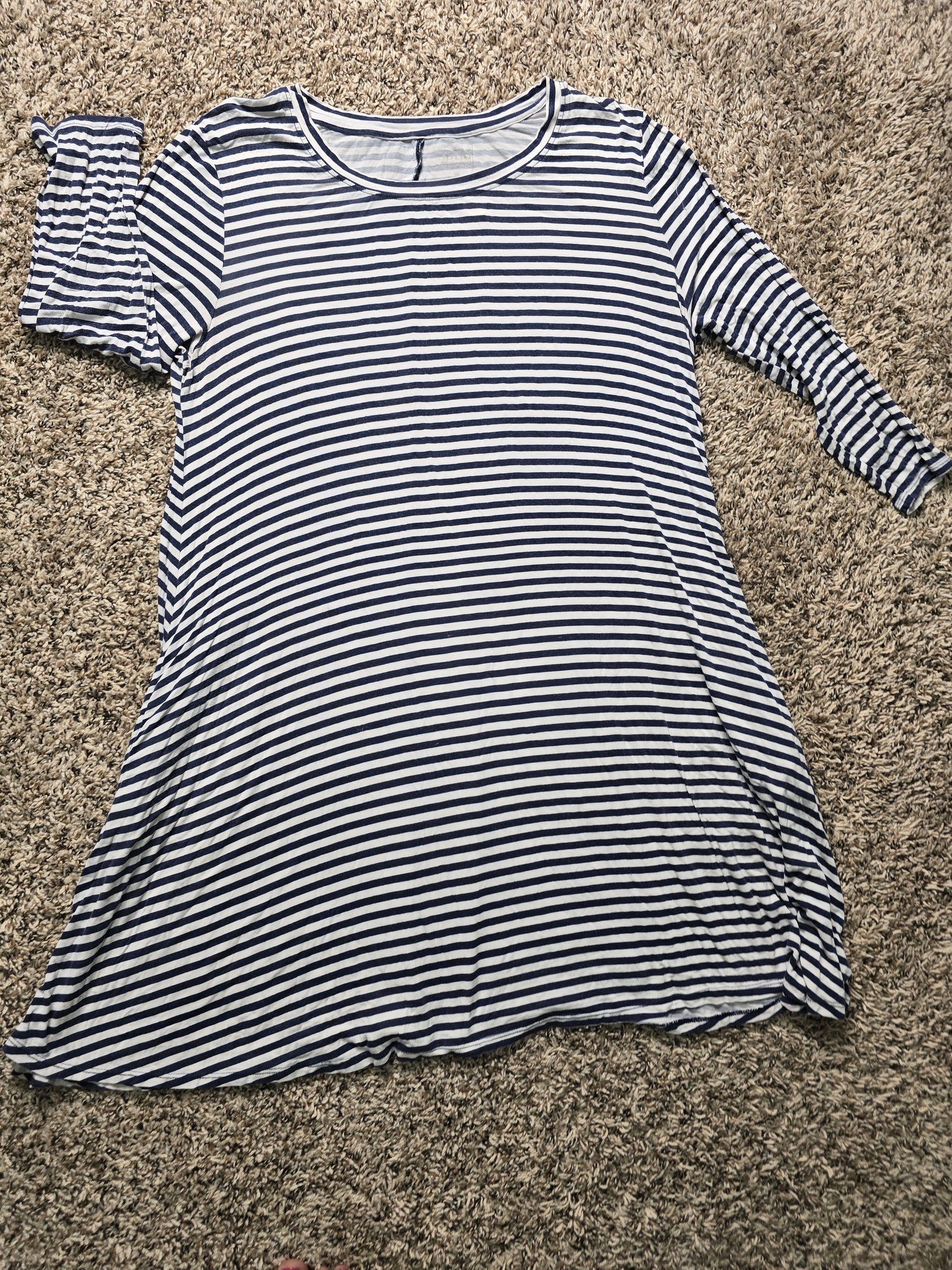 Women's Navy & White Striped Pocket Dress image 2