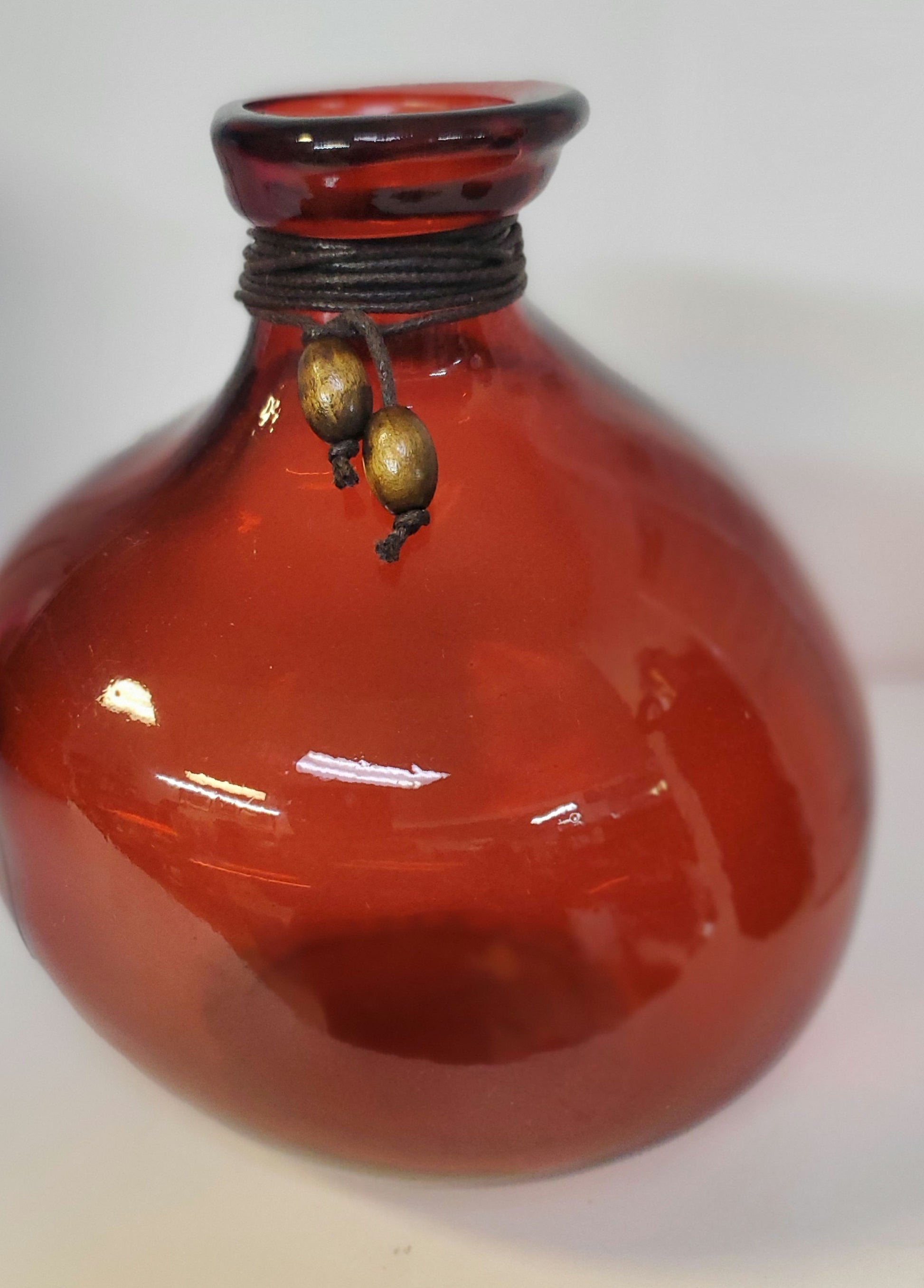 Red hand spun glass decorative vase 7in tall image 5