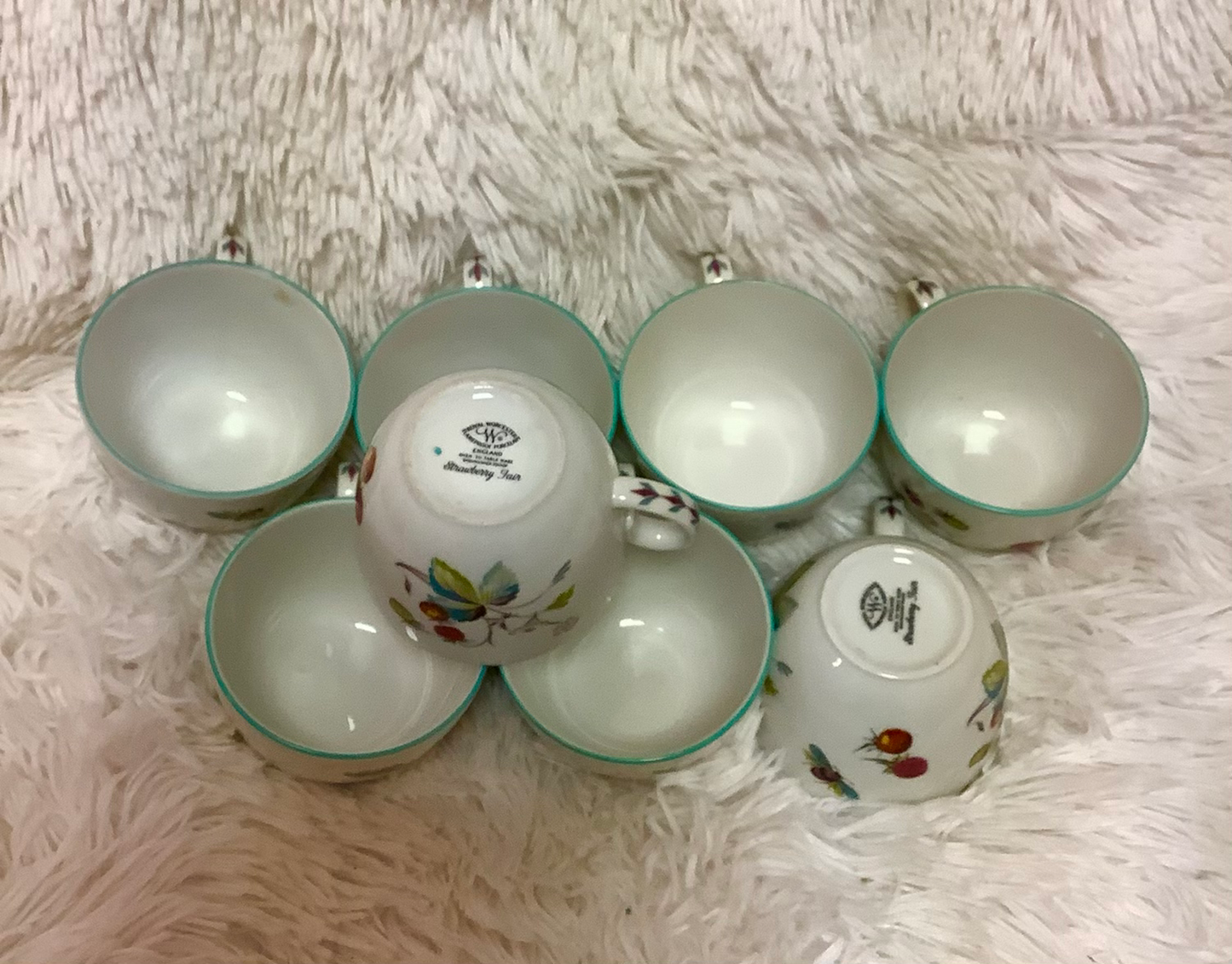 royal worcester flameproof porcelain strawberry fair cups set of 8 image 1
