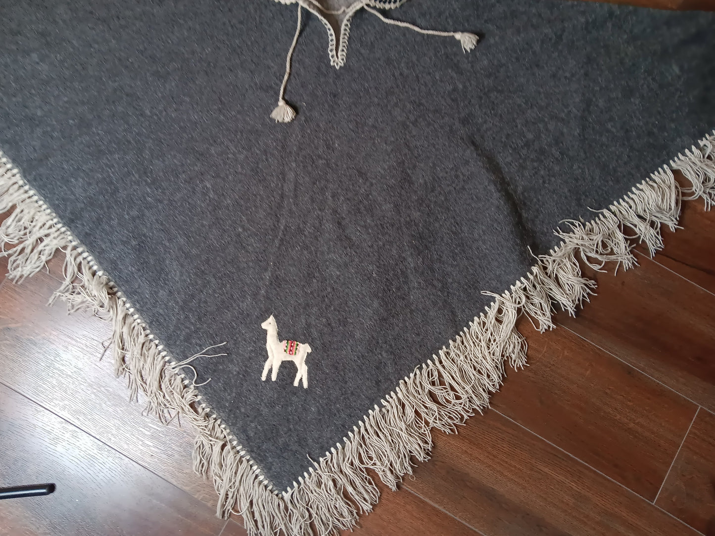 Alpaca dark gray poncho image 1