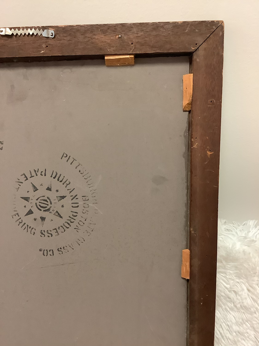 Antique Pittsburg plate glass co. 1928 original mirror wooden frame image 1