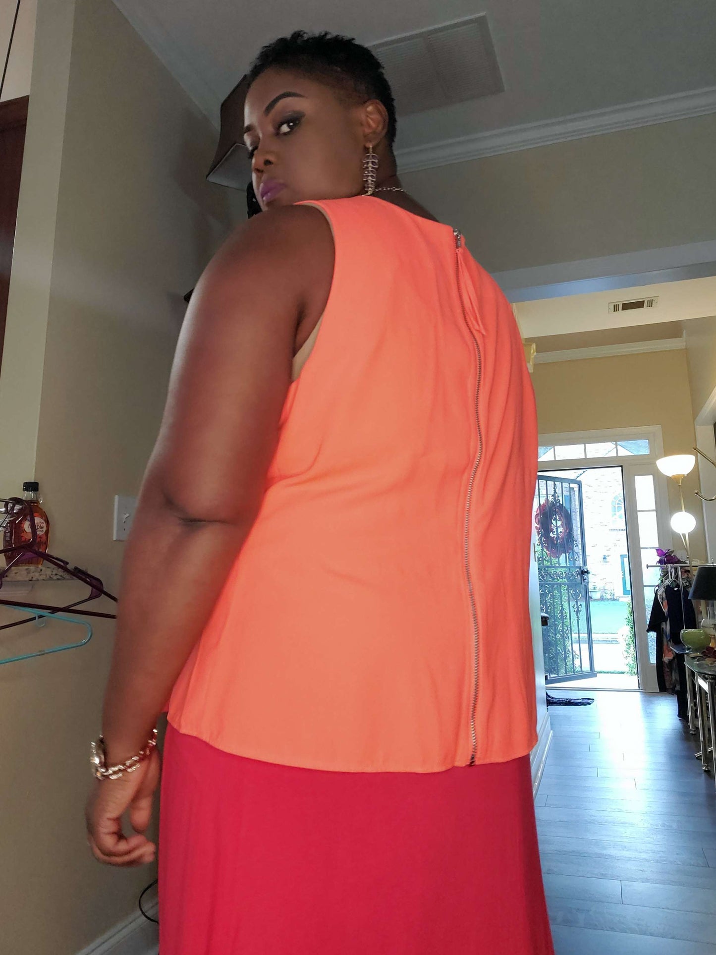 Orange women blouse size XL image 2