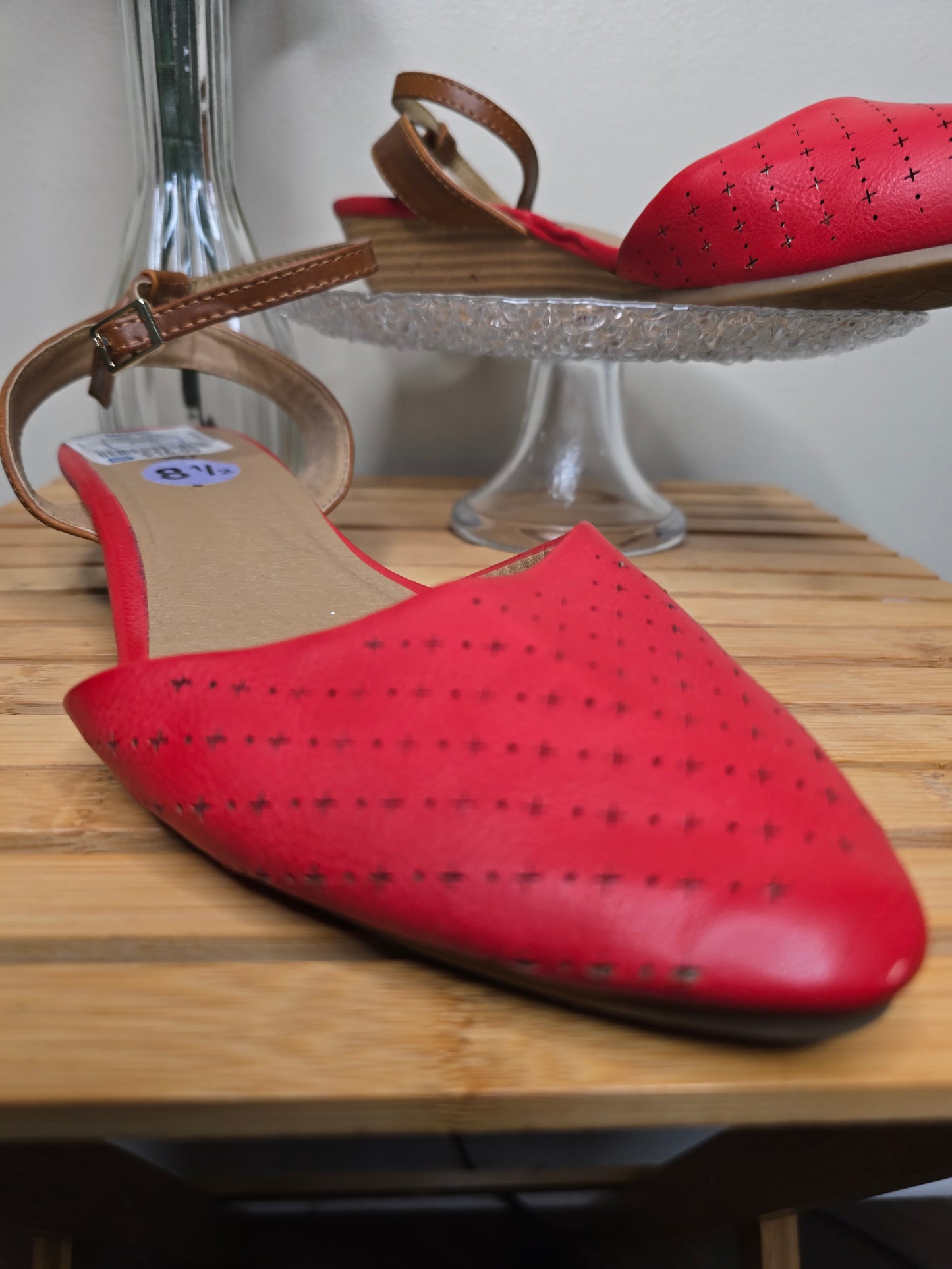 Red women summer flats size 8.5 image 1
