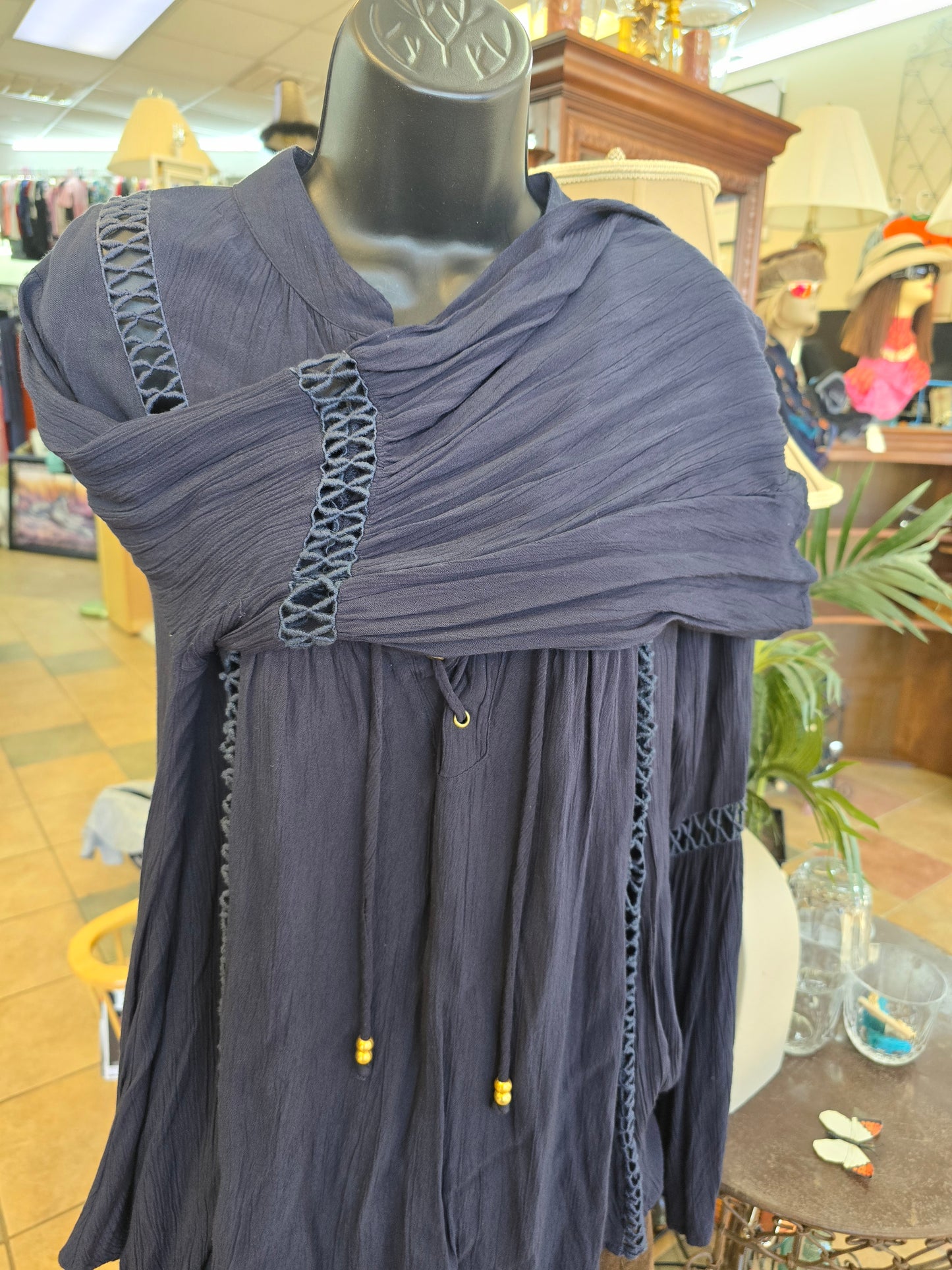 Blue long sleeve blouse size L image 6