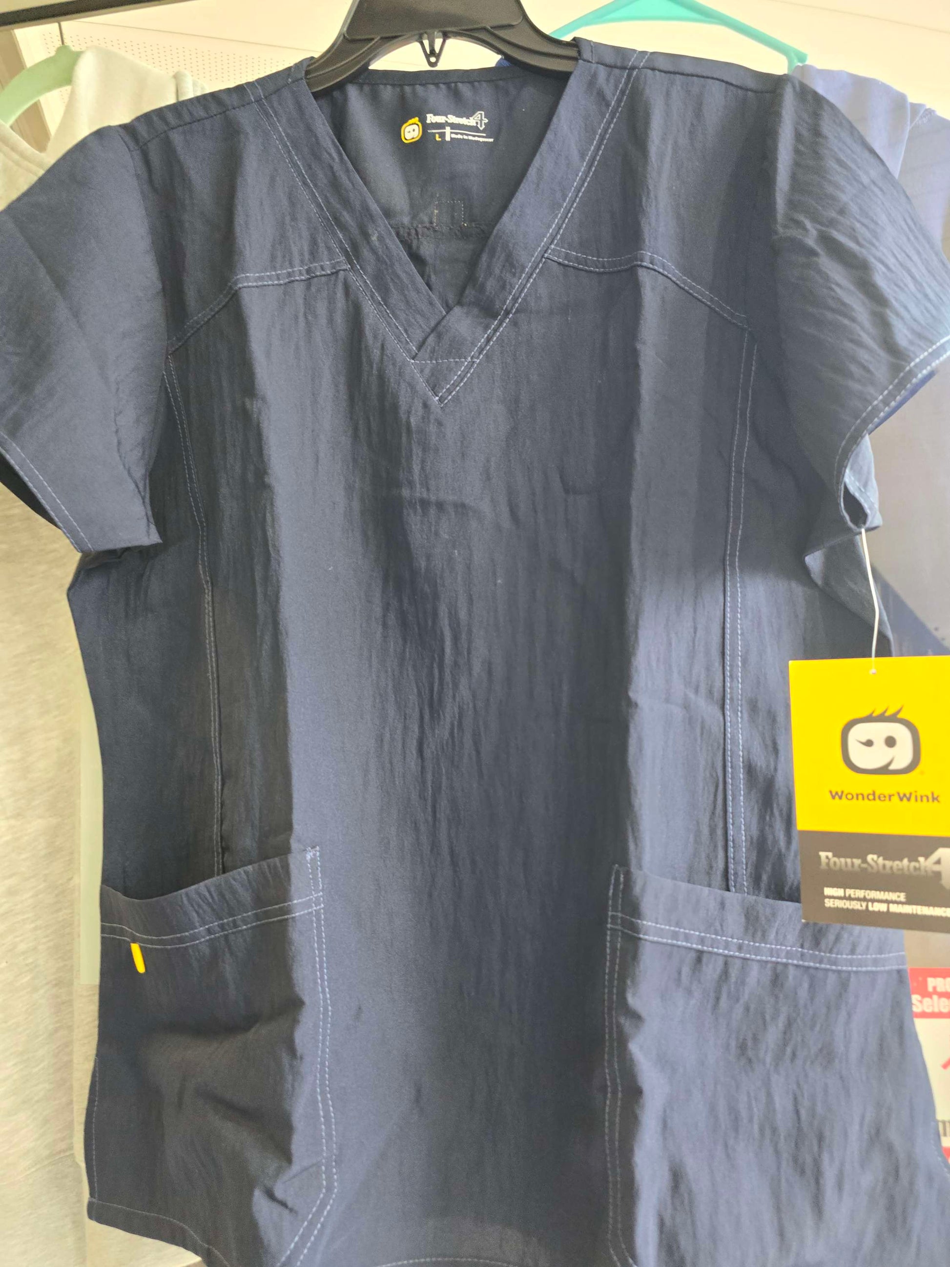 Wonder wink blue scrub top L image 2