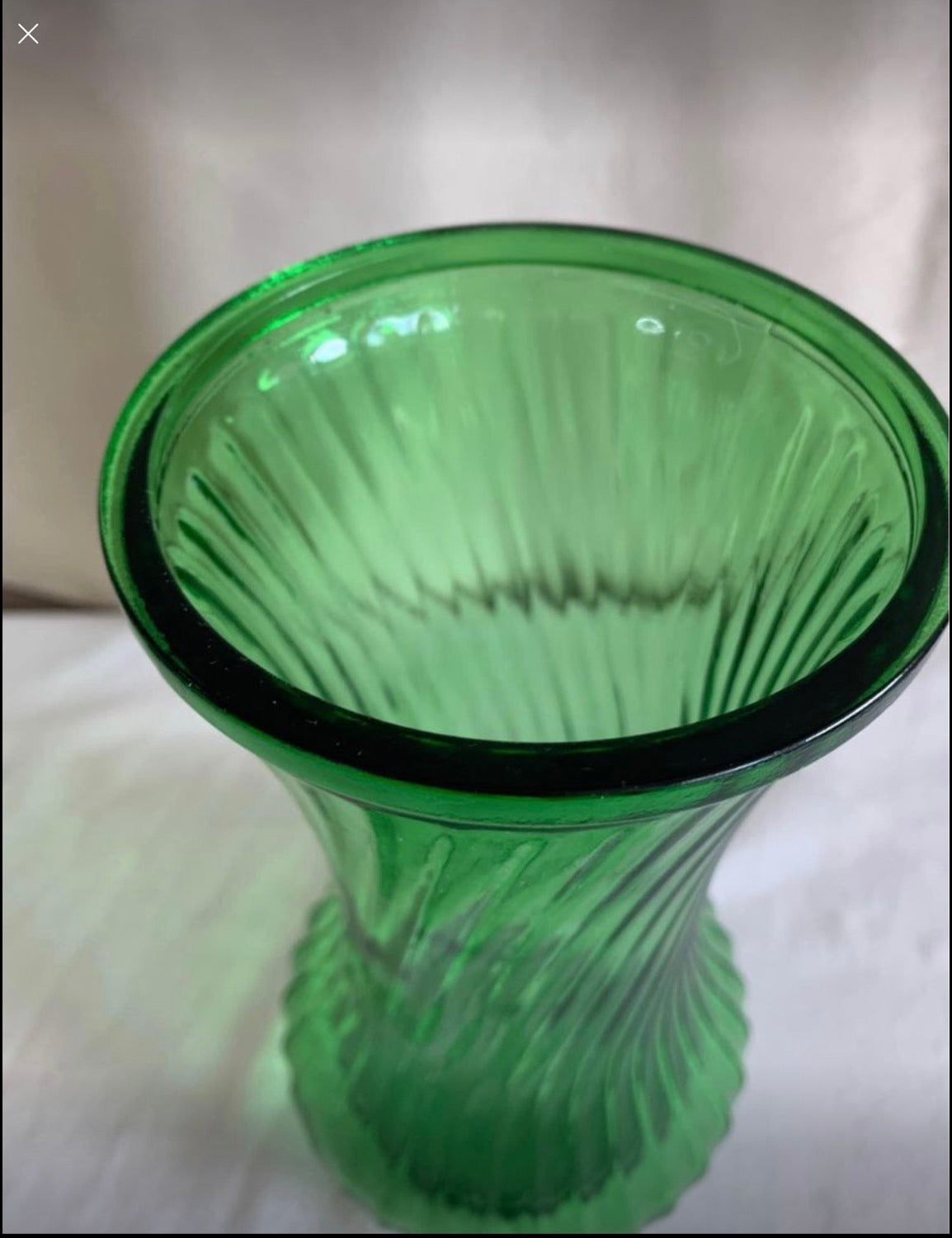 Large Hossier Green Glass Vase image 0