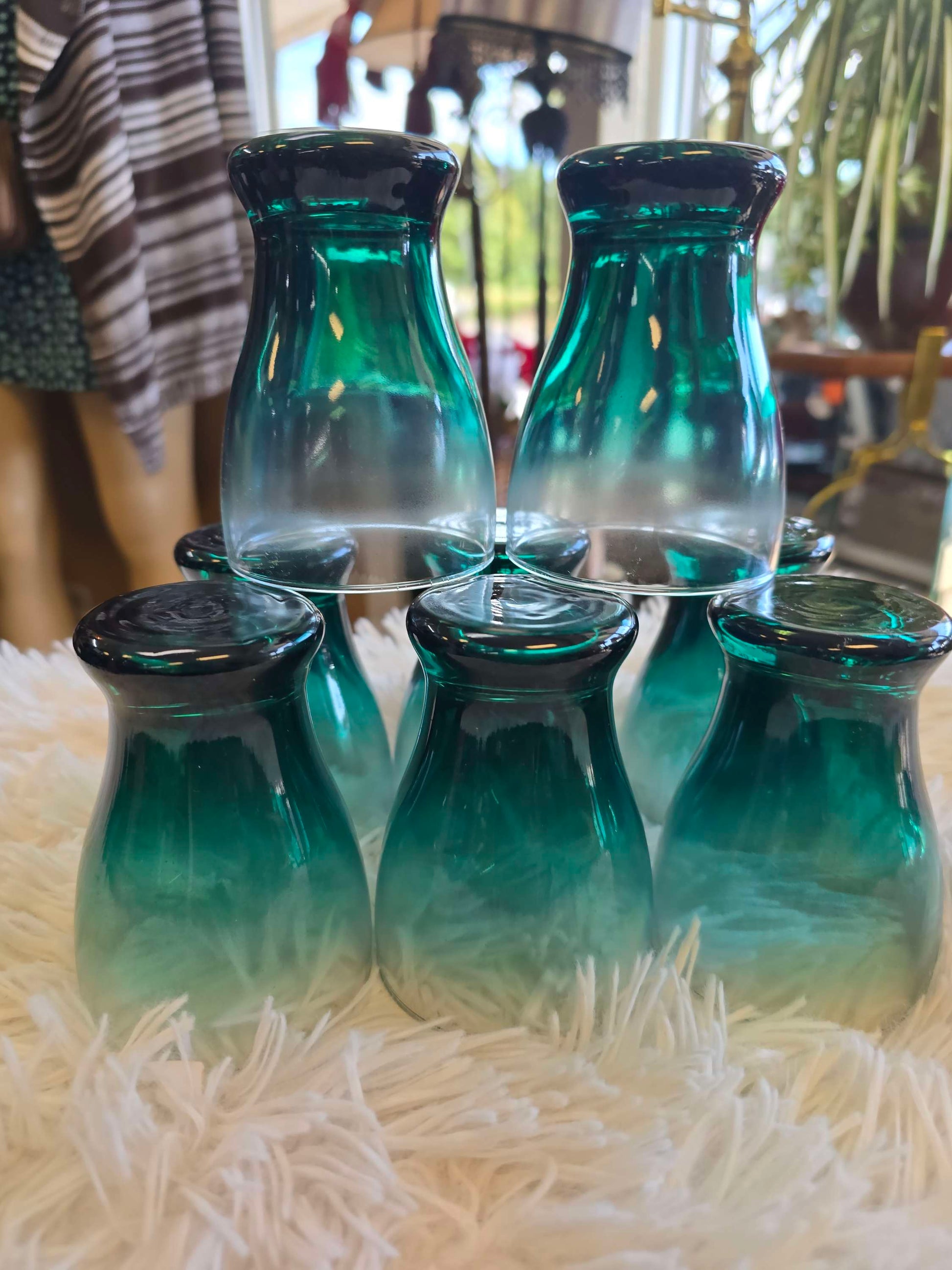8 piece Green Ombre Frosted juice glassware image 6