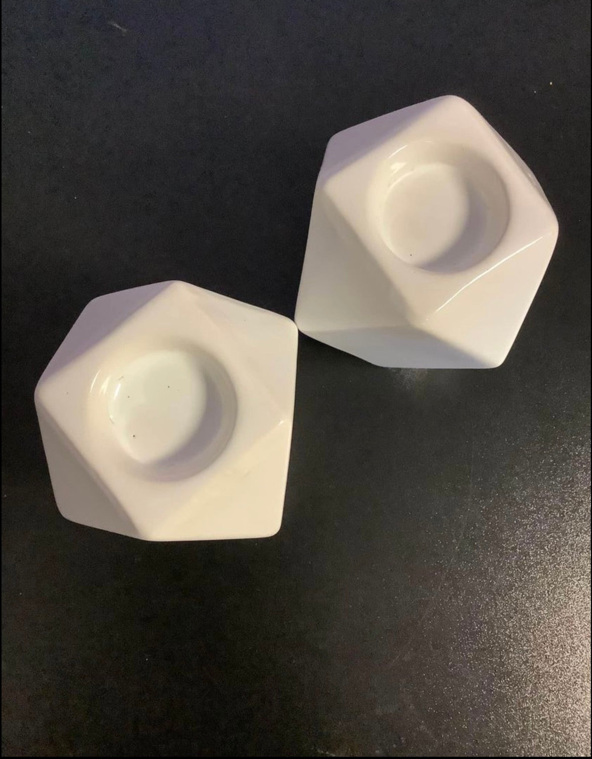 2 Geometric white tea light candle holders image 2