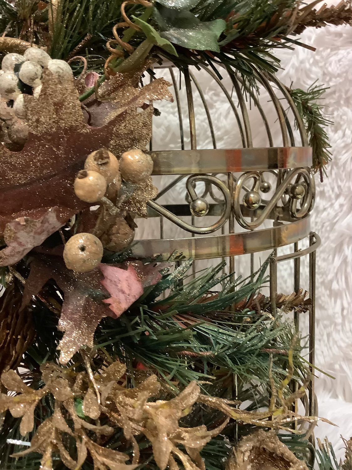 Gold Metal bird Cage Christmas Decorated 13 in image 1