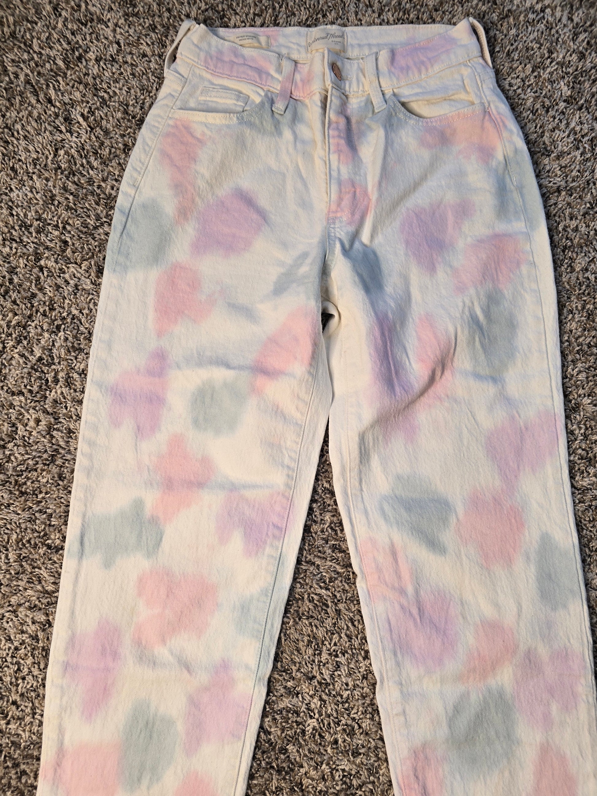 Universal Thread Pastel Tie-Dye Vintage Straight Jeans – Size 0/25R image 2